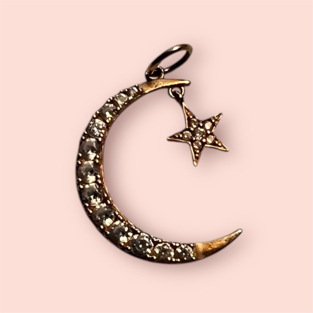 Elegant Gold Crescent Moon and Star Pendant